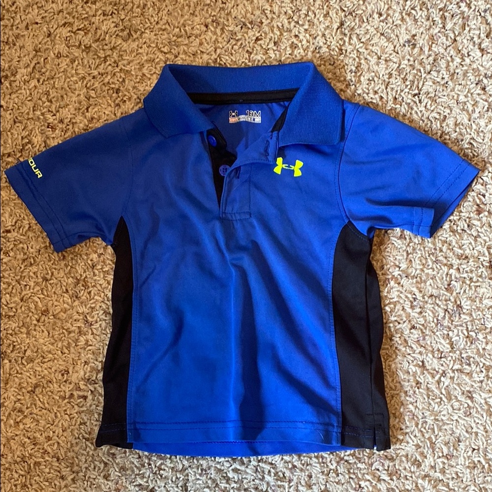Under Armour Blue and Black Polo Shirt Performance Athletic Style